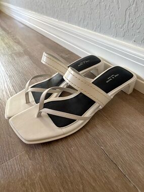 rag & bone Cream Square-Toe Strappy Heeled Sandals